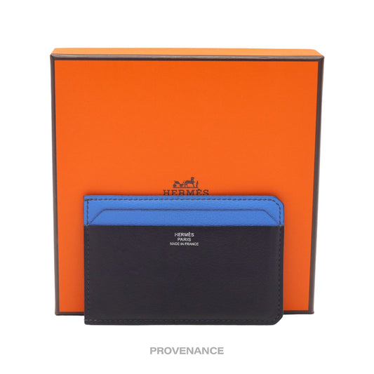🔴 Hermès 4CC Cardholder - Black/Green/Blue Leather