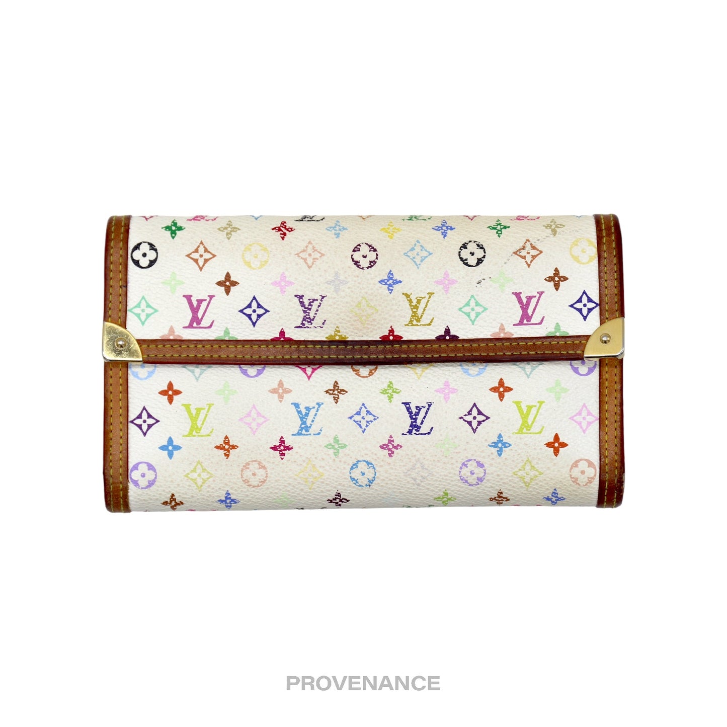 🔴 Louis Vuitton Takashi Murakami International Wallet - Monogram Multicolore White