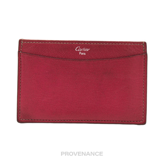 🔴 Cartier Card Holder Wallet - Raspberry Chevre Leather