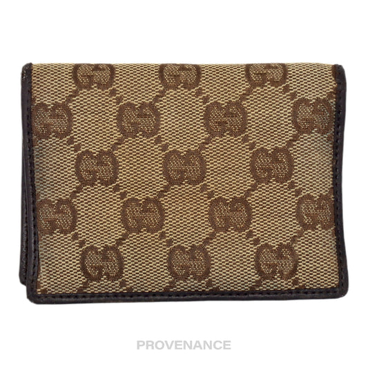 🔴 Gucci Card Wallet - GG Canvas Brown