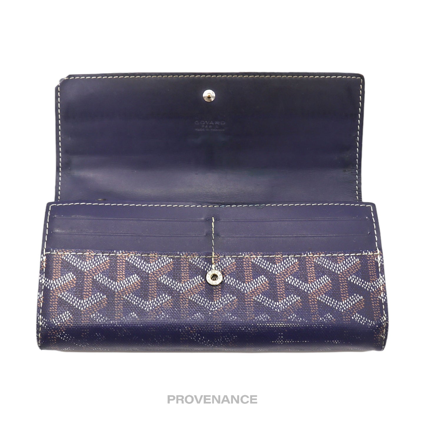 🔴 Goyard Varenne Long Wallet - Navy Blue Goyardine