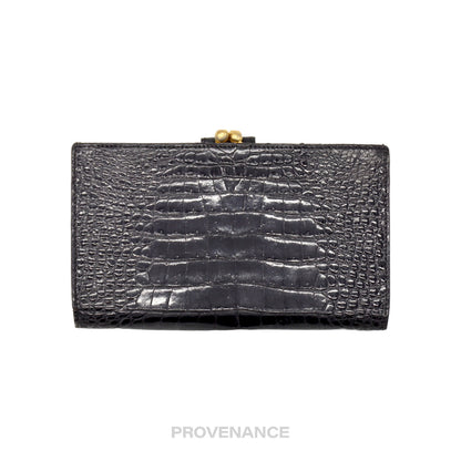 🔴 Gucci Long Wallet - Black Crocodile