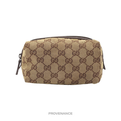 🔴 Gucci Zip Pouch - GG Canvas Brown