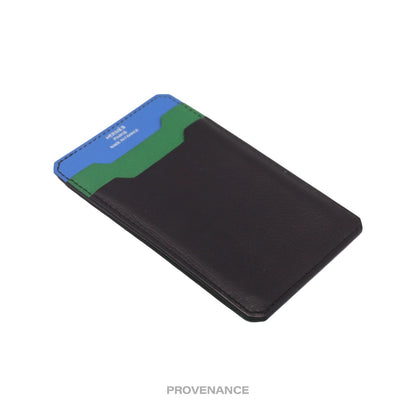 🔴 Hermès 3CC Wallet - Blue/Black/Green Leather