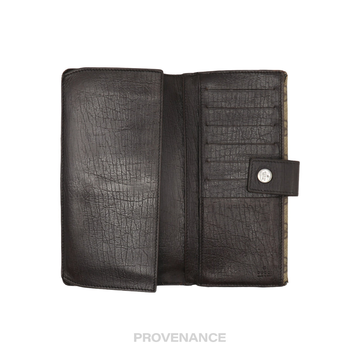 🔴 Gucci Long Wallet - GG Supreme Brown