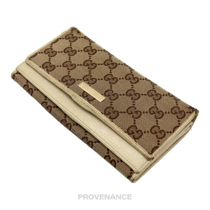 🔴 Gucci Long Wallet - GG Canvas White