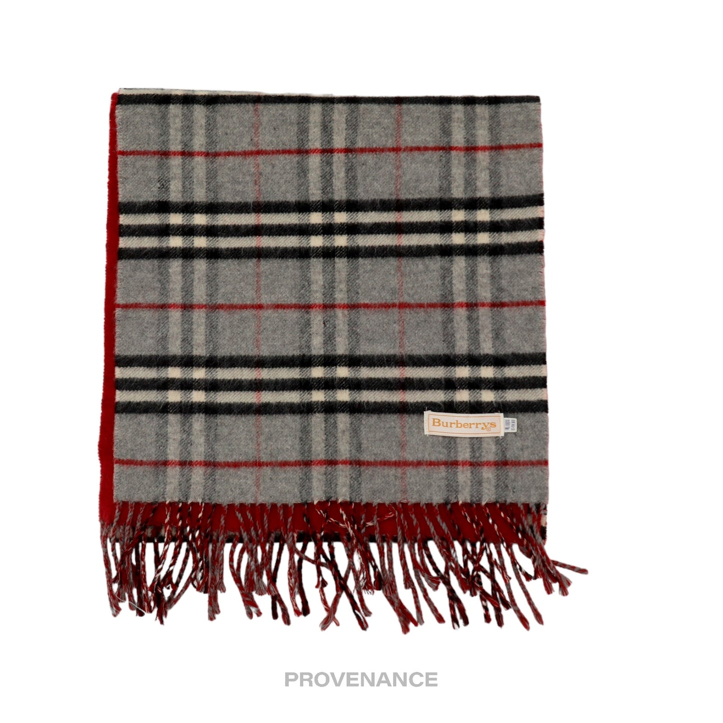 🔴 Burberry Scarf - Nova Check Cashmere Grey Red