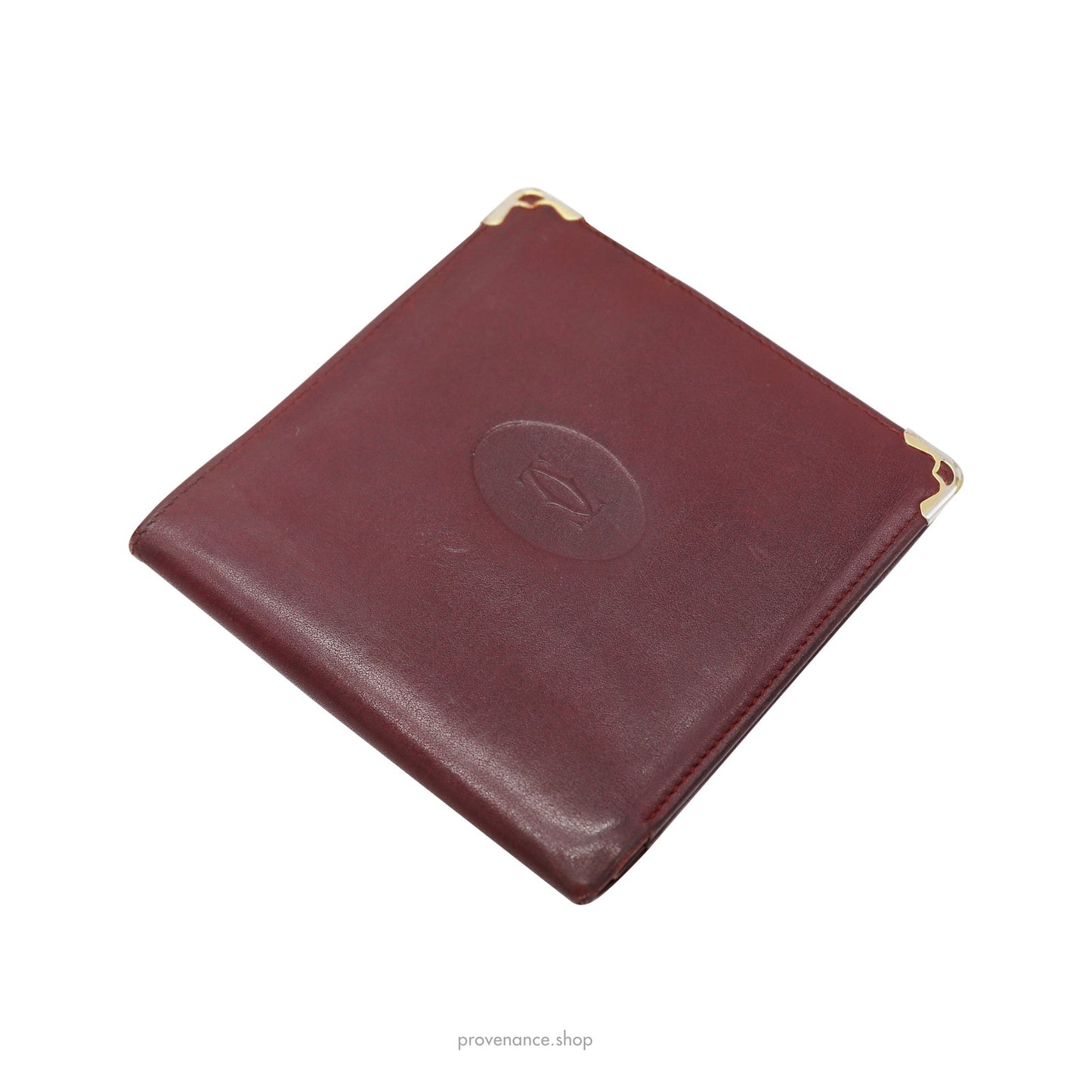 🔴 Cartier Bifold Wallet - Burgundy Calfskin Leather