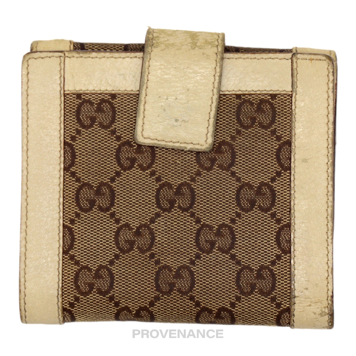 🔴 Gucci Trifold Wallet - GG Canvas White