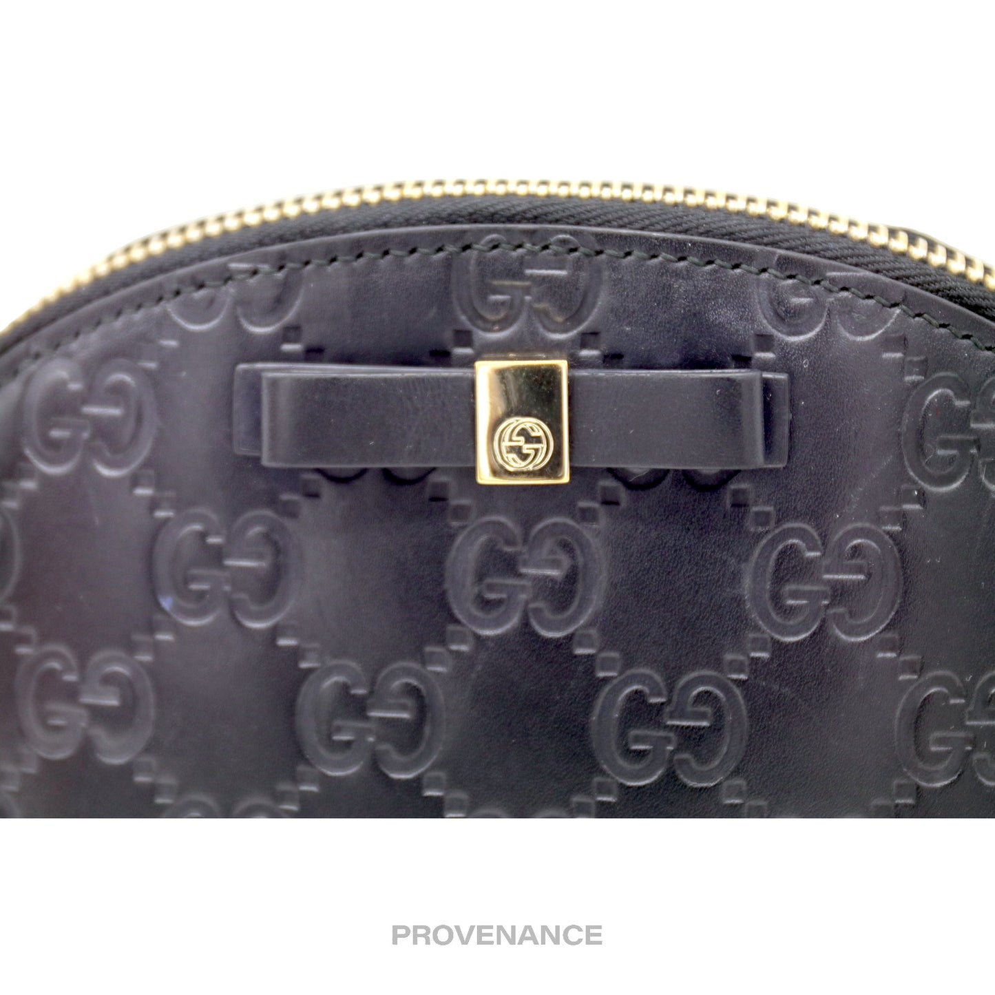 🔴 Gucci Guccissima Cosmetic Pouch - Navy Leather