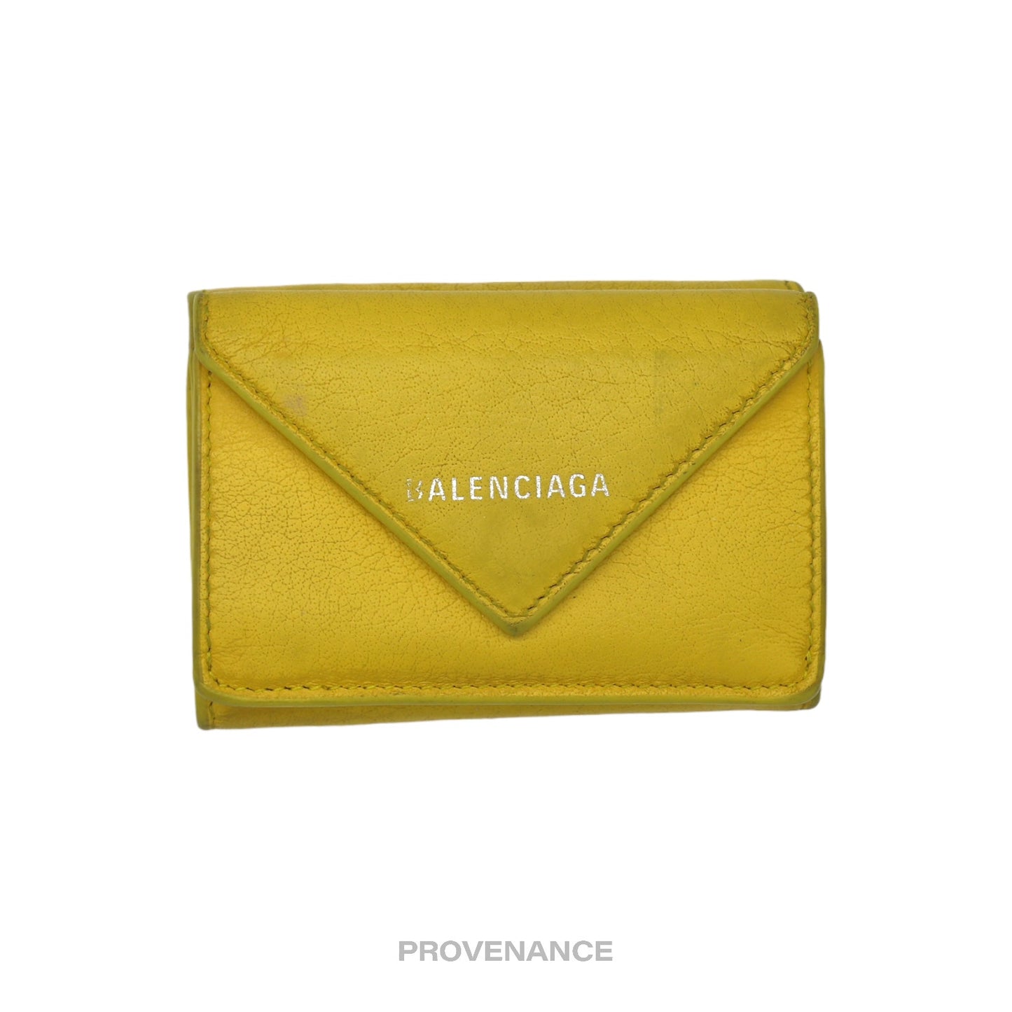 🔴 Balenciaga Papier Mini Wallet - Yellow Leather