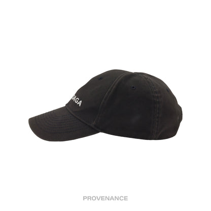 🔴 Balenciaga Embroidered Logo Cap - Washed Black