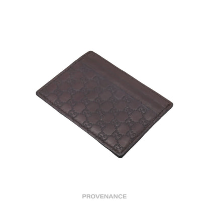 🔴 Gucci Card Holder Wallet - Chocolate MicroGuccissima Leather