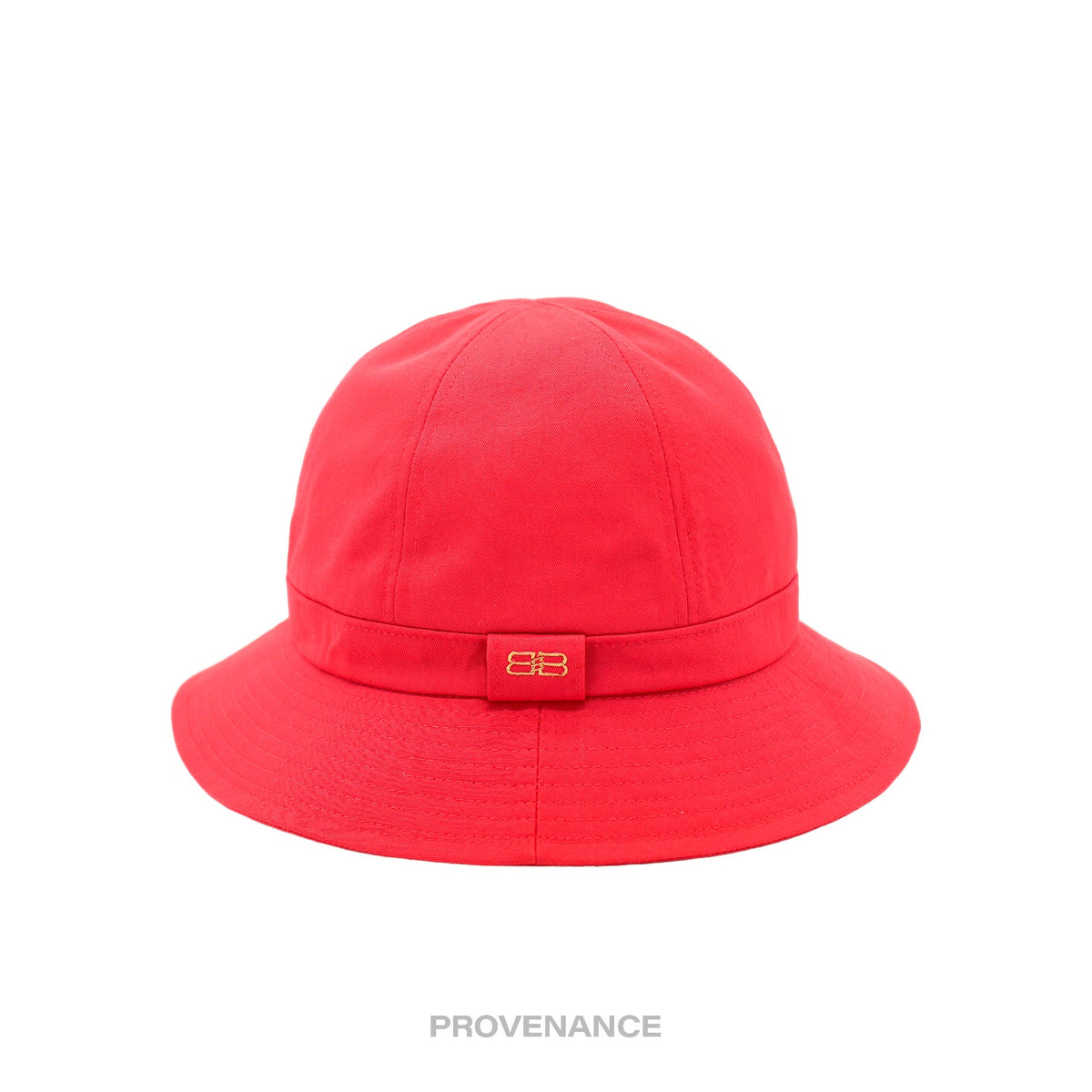 🔴 Balenciaga BB Logo Embroidered Bucket Hat - Red