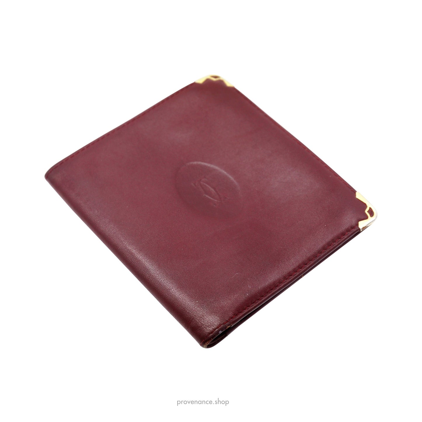 🔴 Cartier Bifold Wallet - Burgundy Calfskin Leather