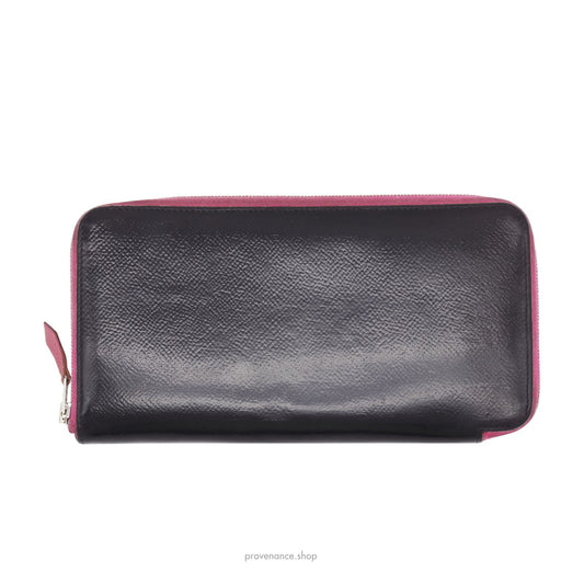 🔴 Hermès Silkin Classic Wallet Large Model - Black/Fuchsia