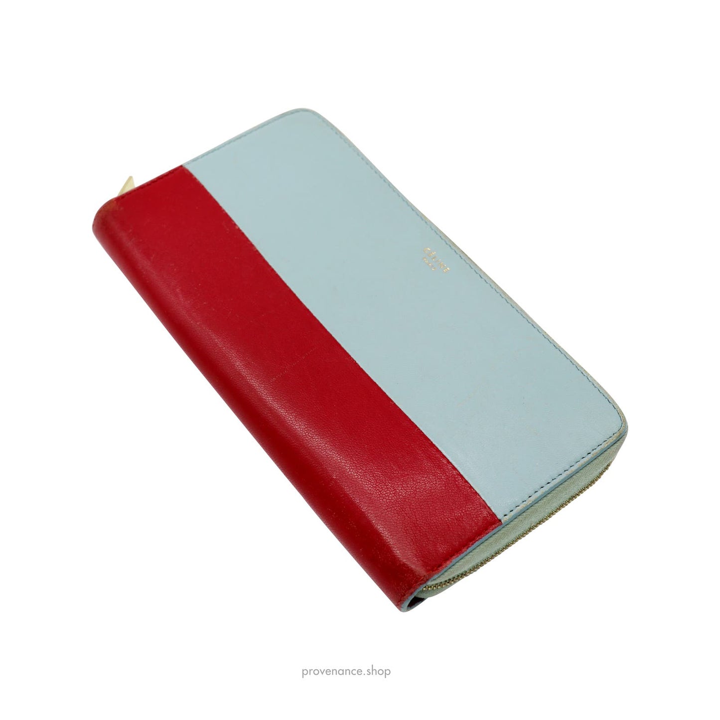 🔴 Celine Multifunction Zip Wallet - Sky Blue/Red