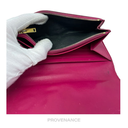 🔴 Saint Laurent Paris SLP Long Wallet - Pink Leather