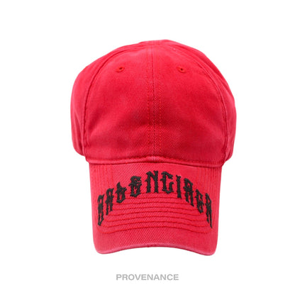 🔴 Balenciaga Tattoo Embroidered Logo Cap - Red