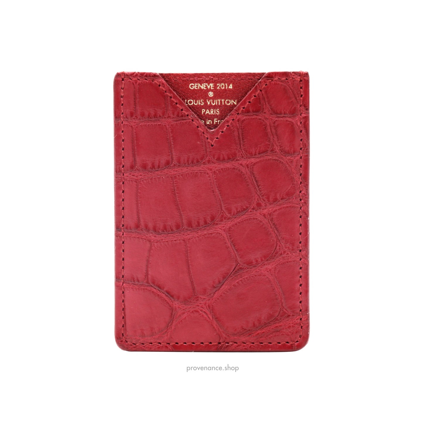 🔴 Louis Vuitton Genève Card Holder Wallet - Red Alligator Leather