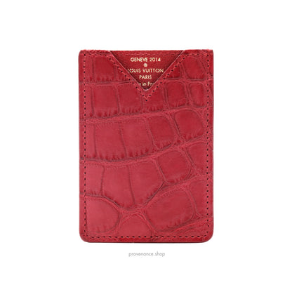 🔴 Louis Vuitton Genève Card Holder Wallet - Red Alligator Leather