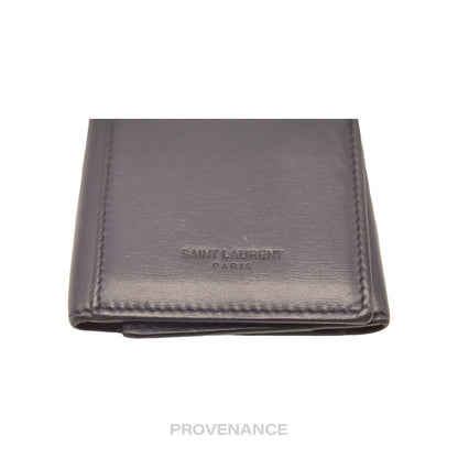 🔴 Saint Laurent Paris SLP Key Card Wallet - Navy Calfskin Leather