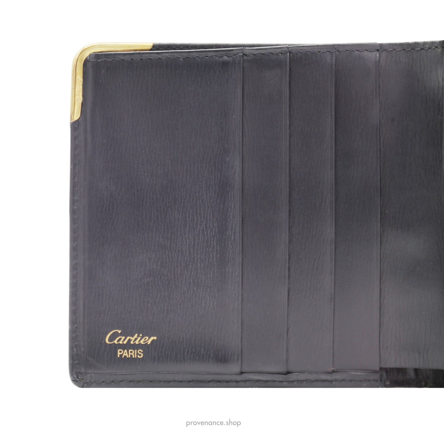 🔴 Cartier Saphir 24K Bifold Wallet - Navy Blue Leather