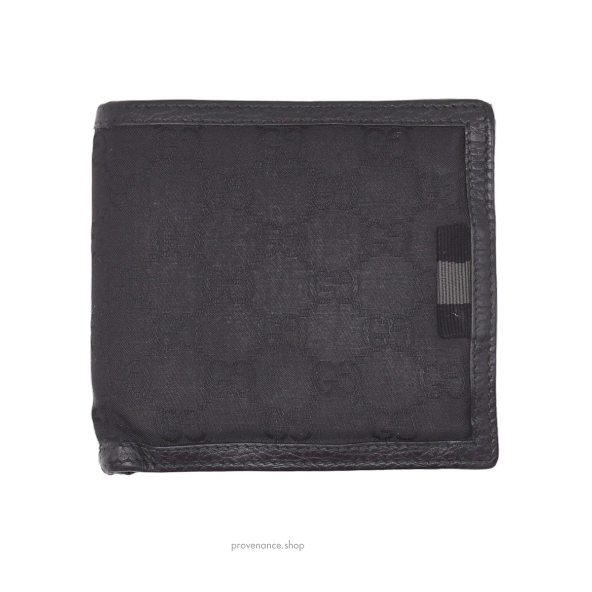 🔴 Gucci Bifold Wallet - Black GG Canvas with Leather Trim