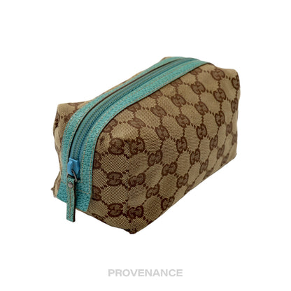 🔴 Gucci Zip Pouch - GG Canvas Turquoise