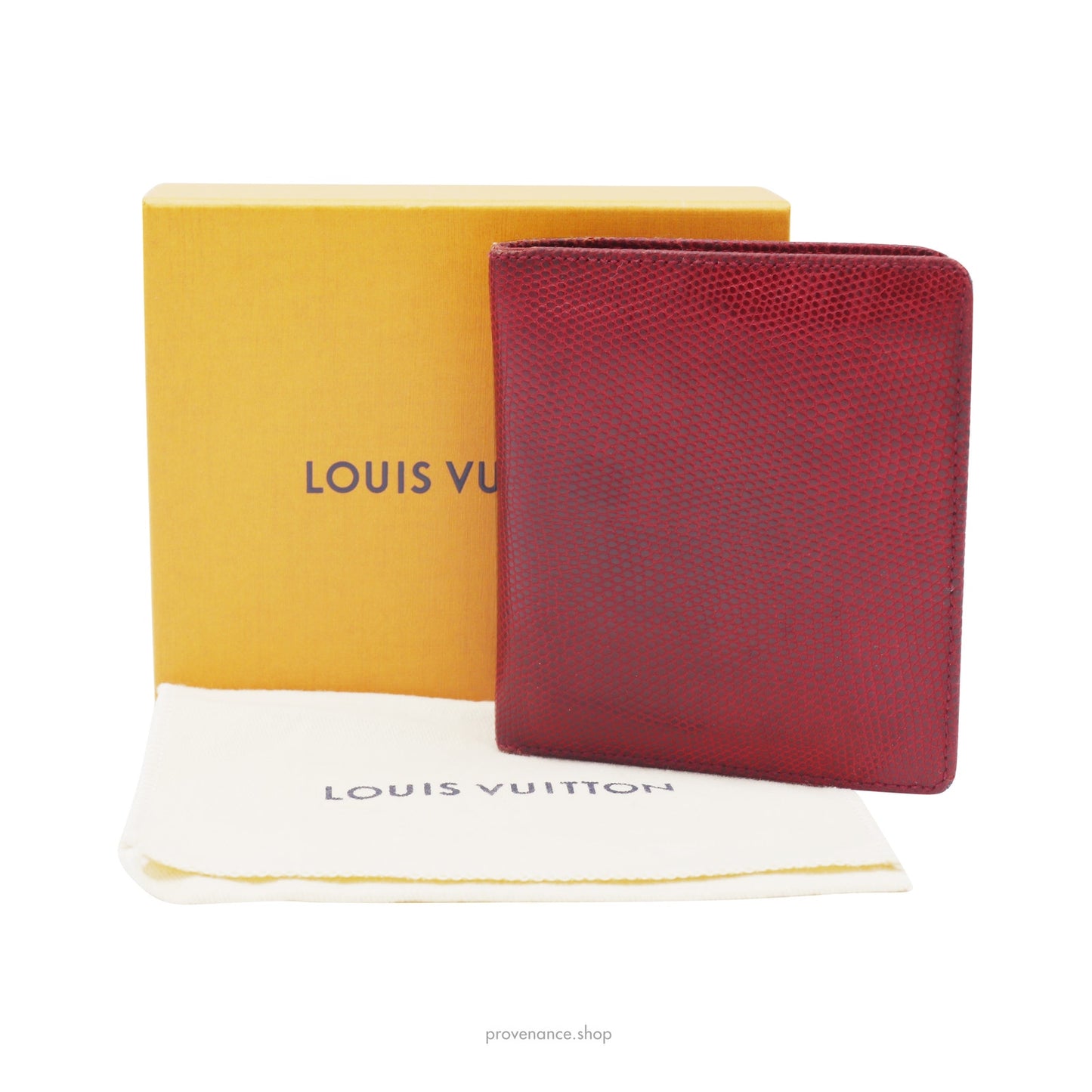 🔴 Louis Vuitton Tall Bifold Wallet - Rubis Lizard Leather