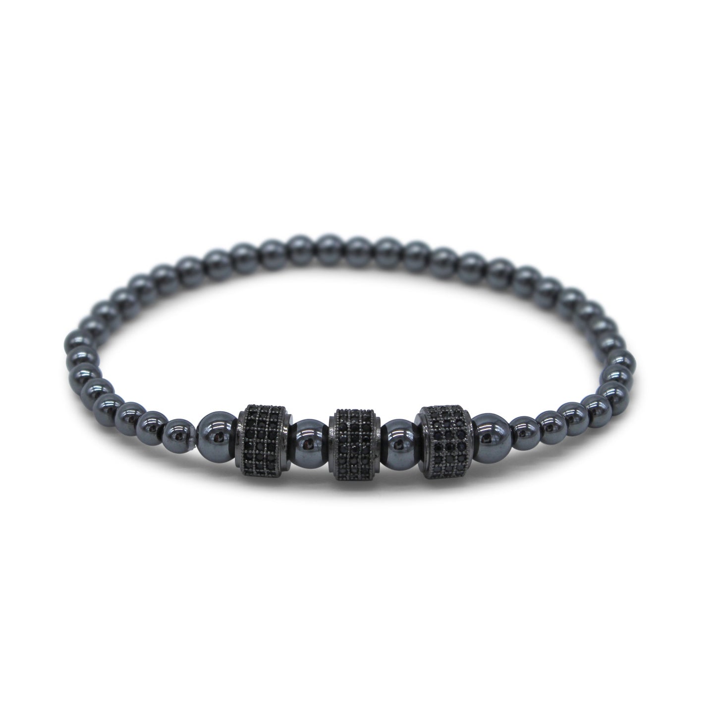 🔴 Bracelet - Black Rhodium Triple Drum Pavé