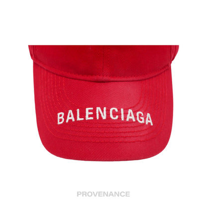 🔴 Balenciaga Embroidered Logo Cap - Red