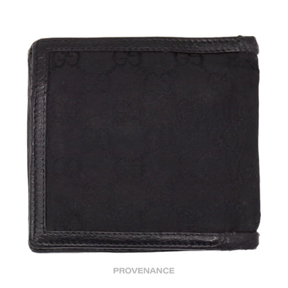 🔴 Gucci Bifold Wallet with Web - Black Leather