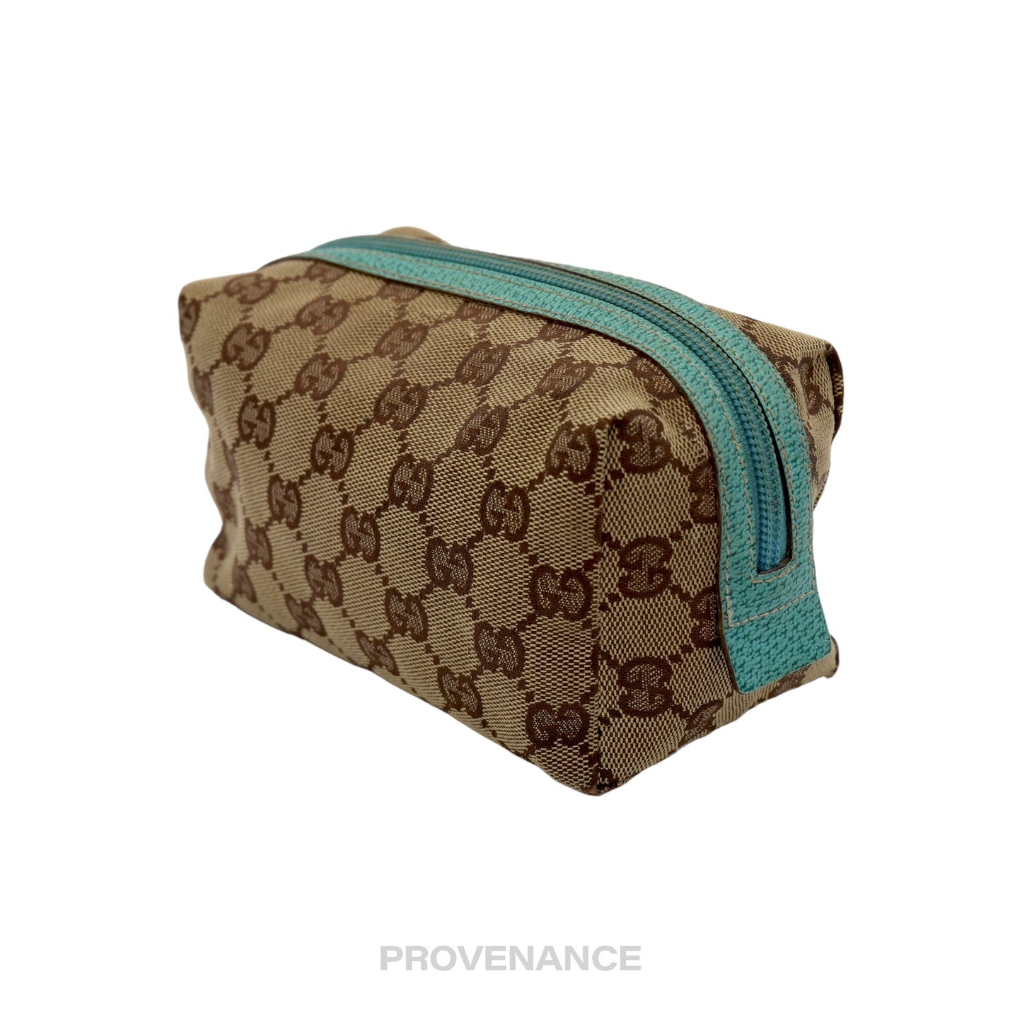 🔴 Gucci Zip Pouch - GG Canvas Turquoise