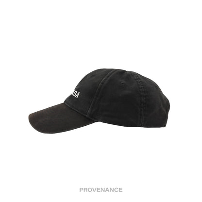 🔴 Balenciaga Embroidered Logo Cap - Washed Black