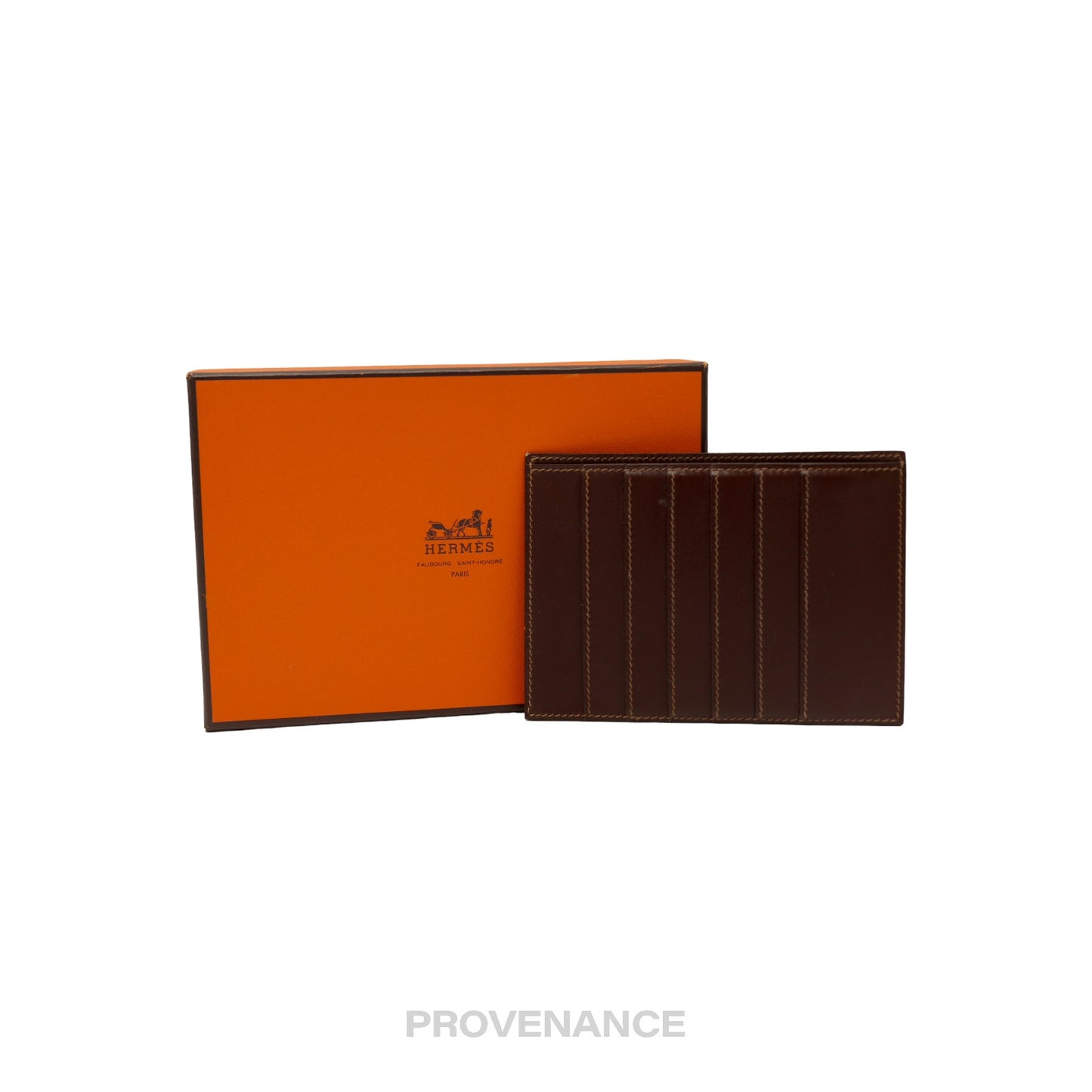 🔴 Hermes 6CC Card Holder Wallet - Chocolate Box Calfskin