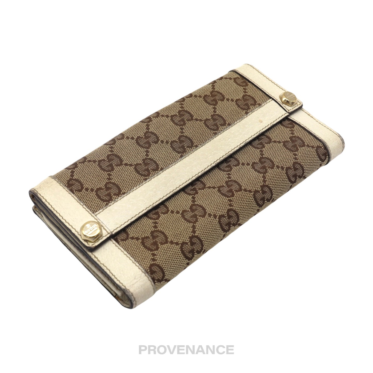 🔴 Gucci GG Canvas Long Wallet - White