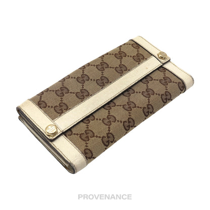 🔴 Gucci GG Canvas Long Wallet - White