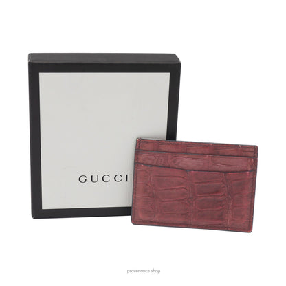 🔴 Gucci Card Holder Wallet - Terra Cotta Crocodile Leather