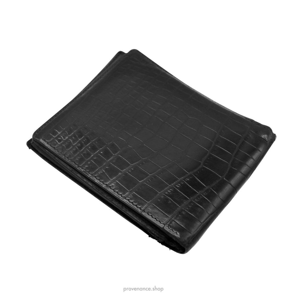🔴 Hermes MC2 Bifold Wallet - Black Niloticus Crocodile Leather