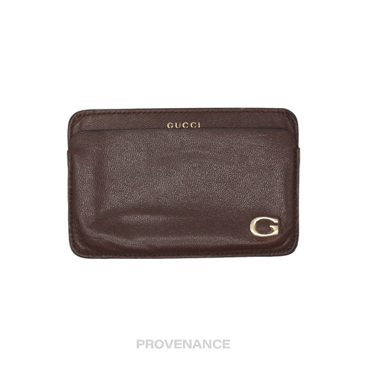 🔴 Gucci G Card Holder Wallet - Brown Leather