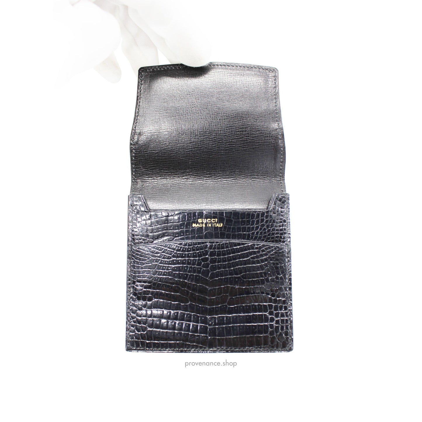 🔴 Gucci Cardholder Wallet - Black Crocodile