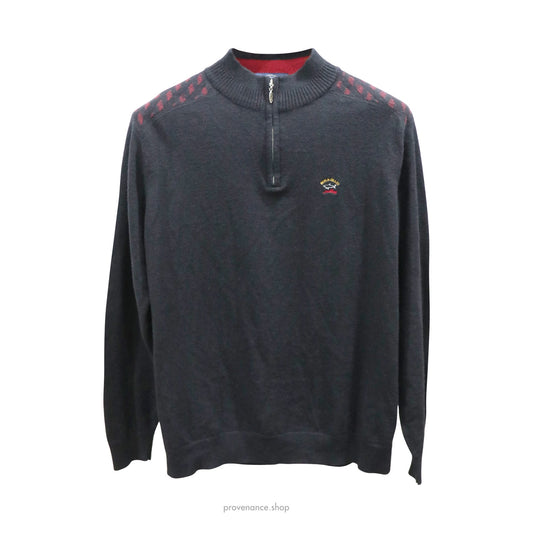 🔴 Yachting Quarter-Zip Wool Sweater - Black