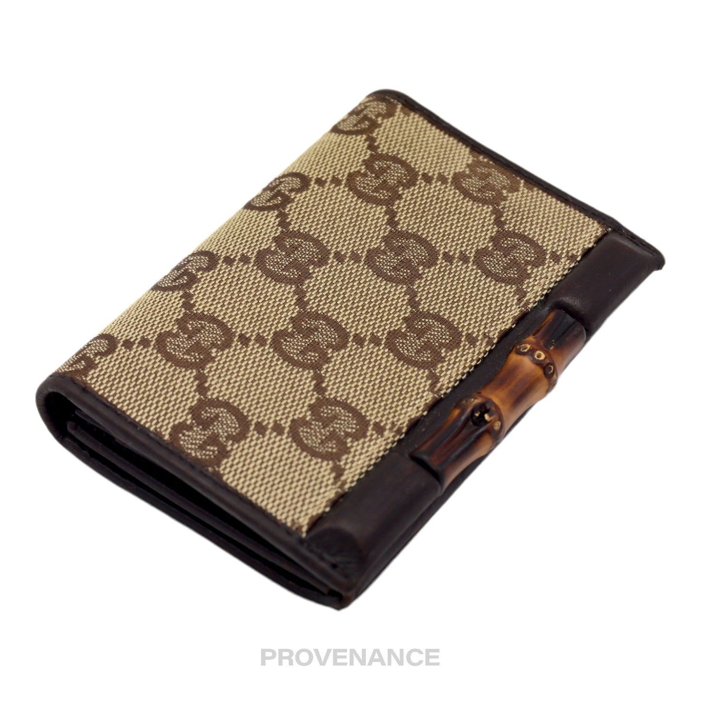 🔴 Gucci Bamboo Card Wallet - GG Canvas Brown