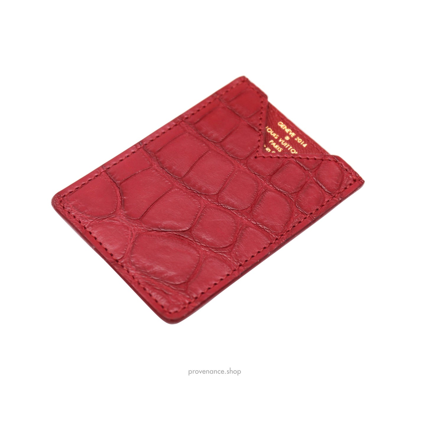 🔴 Louis Vuitton Genève Card Holder Wallet - Red Alligator Leather