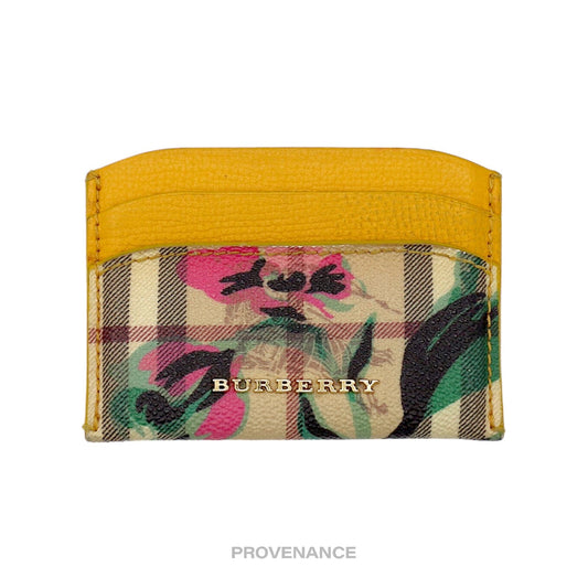 🔴 Burberry Floral Card Holder Wallet - Nova Check Yellow