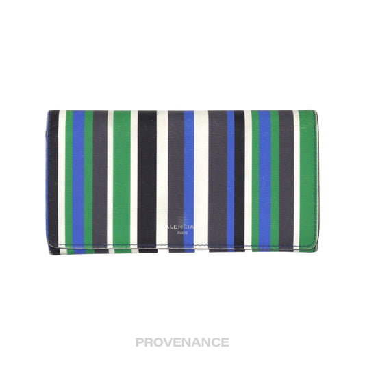 🔴 Balenciaga Snap Long Wallet - Bazaar Striped