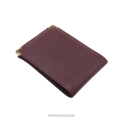 🔴 Cartier Bifold Wallet - Burgundy Calfskin Leather