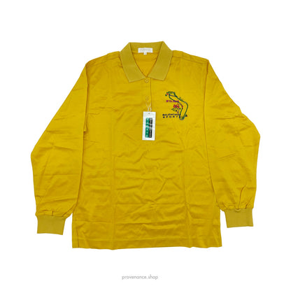 🔴 BALENCIAGA Embroidered Long Sleeve Polo Shirt - Yellow