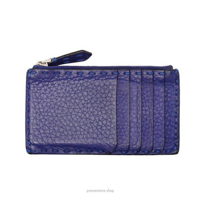 🔴 Fendi Selleria Zip Card Holder Wallet - Blue